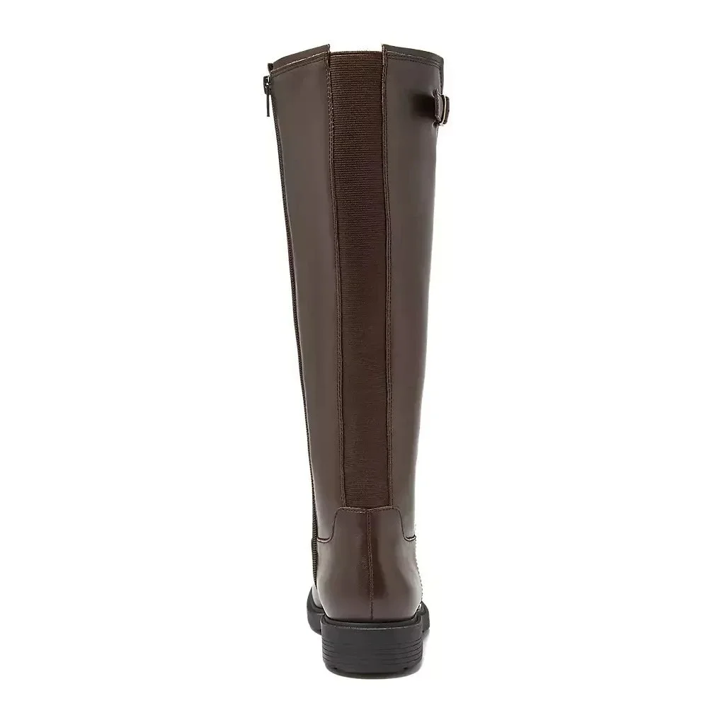 Land's End Knee-High Leather Riding Boot Women 7.5 NWOB $280 Zip Closure Elastic